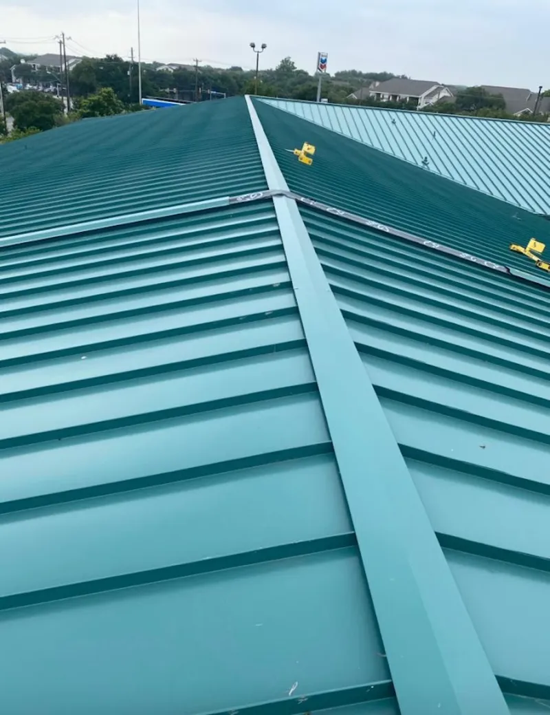 Green commercial metal roof ridge and valley for Metal Roof Repair in Lake Zurich